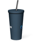 Insulated tumbler with a straw