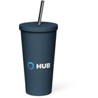 Insulated tumbler with a straw